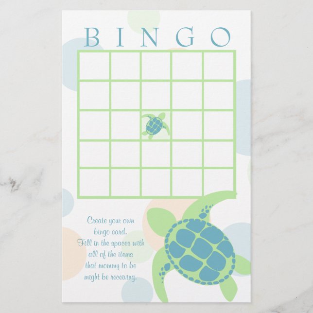 Sea Turtle Baby Shower Bingo (Framsida)
