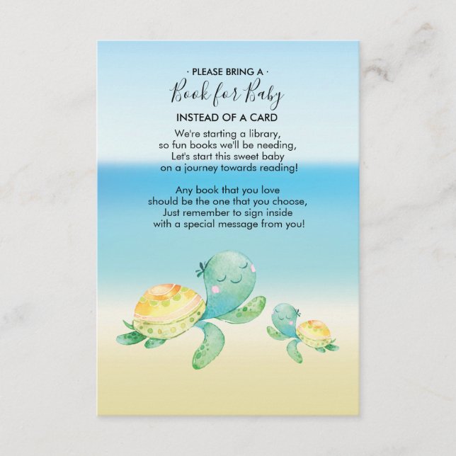Sea Turtle Baby Shower Bok för Baby Card Tilläggskort (Framsida)