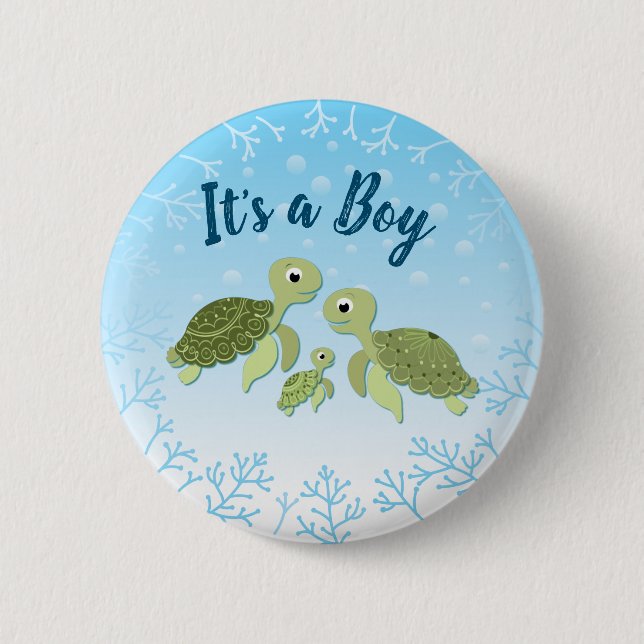 Sea Turtle Baby Shower Co-Ed Gender Neutral Knapp (Framsida)