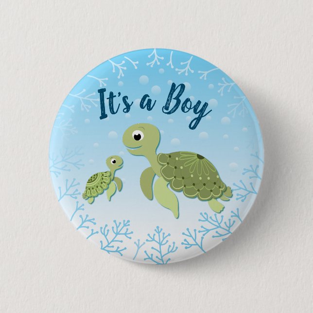 Sea Turtle Baby Shower Co-Ed Gender Neutral Knapp (Framsida)