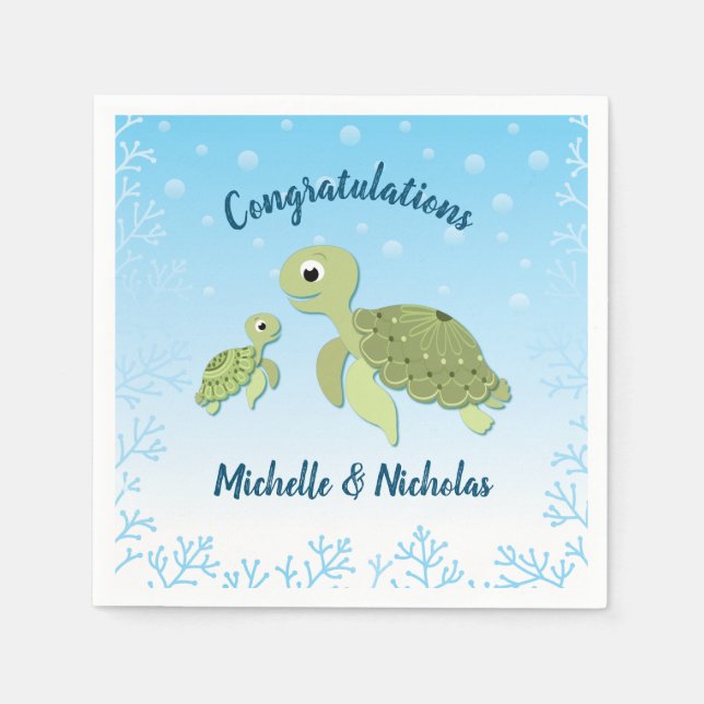 Sea Turtle Baby Shower Co-Ed Gender Neutral Pappersservett (Framsidan)