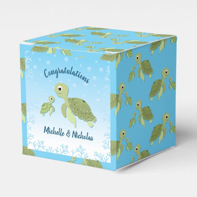 Sea Turtle Baby Shower Co-Ed Gender Neutral Presentaskar (Framsidan Sidan)