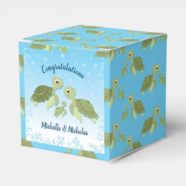 Sea Turtle Baby Shower Co-Ed Gender Neutral Presentaskar (Framsidan Sidan)
