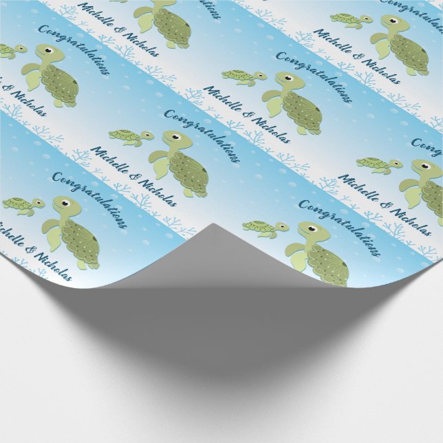 Sea Turtle Baby Shower Co-Ed Gender Neutral Presentpapper (Hörn)