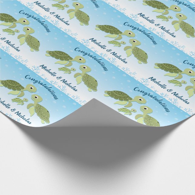 Sea Turtle Baby Shower Co-Ed Gender Neutral Presentpapper (Hörn)