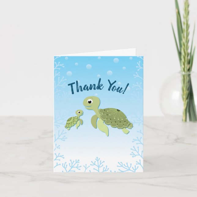 Sea Turtle Baby Shower Co-Ed Gender Neutral Tack Kort (Framsida)