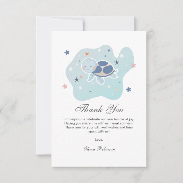 Sea Turtle Baby Shower | Cute Ocean Tack Kort (Framsida)