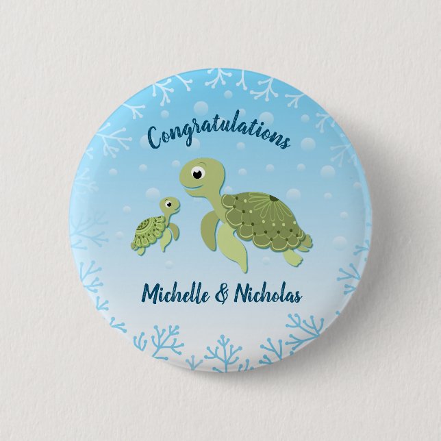 Sea Turtle Baby Shower Cute under Sea Sea Knapp (Framsida)