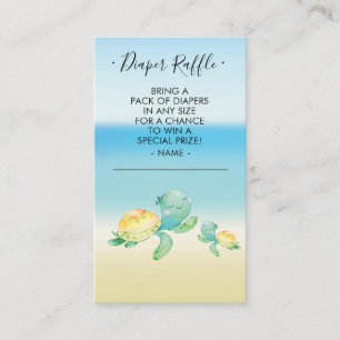Sea Turtle Baby Shower Diaper Raffle Biljett Tilläggskort