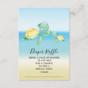 Sea Turtle Baby Shower Diaper Raffle Biljett Tilläggskort
