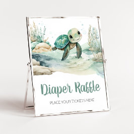 Sea Turtle Baby Shower Diaper Raffle Poster