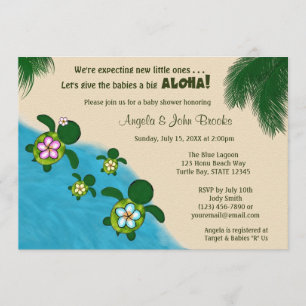 Sea TURTLE Baby Shower Inbjudan TWIN (Honu) 03D