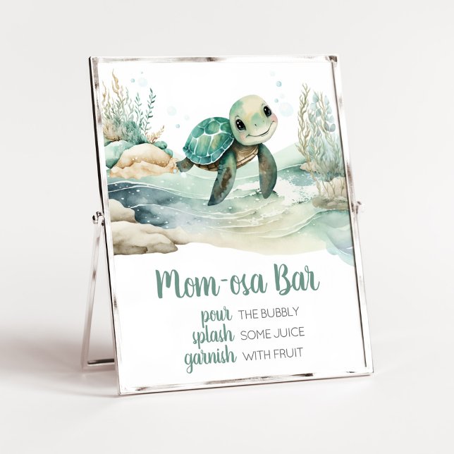 Sea Turtle Baby Shower Mamma Osa Pub Poster (A Little Hatching Is On the Way Baby Shower Mom Osa Bar Sign)