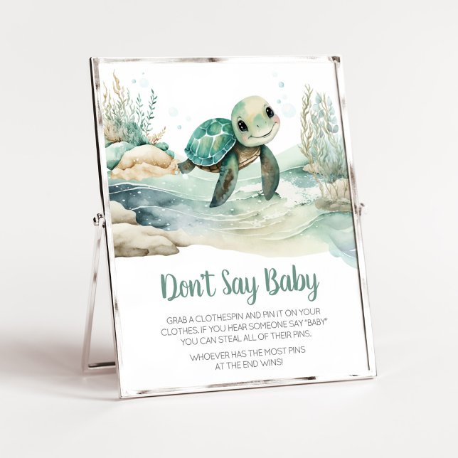 Sea Turtle Baby Shower Säg inte Baby Poster (A Little Hatching Is On the Way Baby Shower Don't Say Baby Sign)