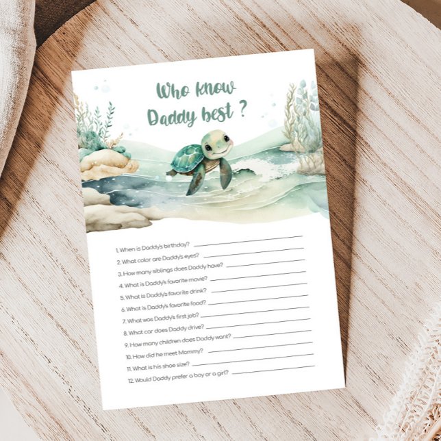 Sea Turtle Baby Shower som känner pappa Best Game (Sea Turtle Baby Shower Game)