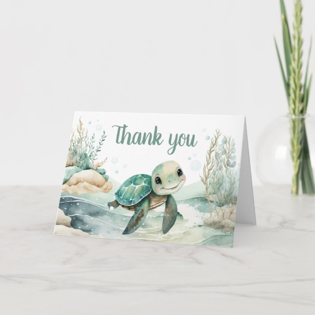 Sea Turtle Baby Shower Tack Kort (Framsida)