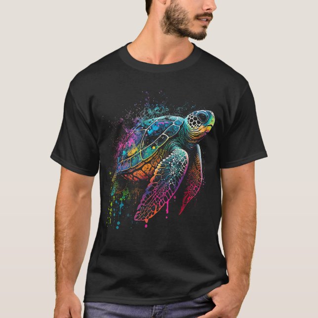 Sea Turtle Beach Älskare Ocean Animal Graphit Nove T Shirt (Framsida)