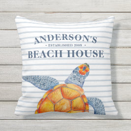 Sea Turtle Beach House Rand Exdoor Pillow Kudde