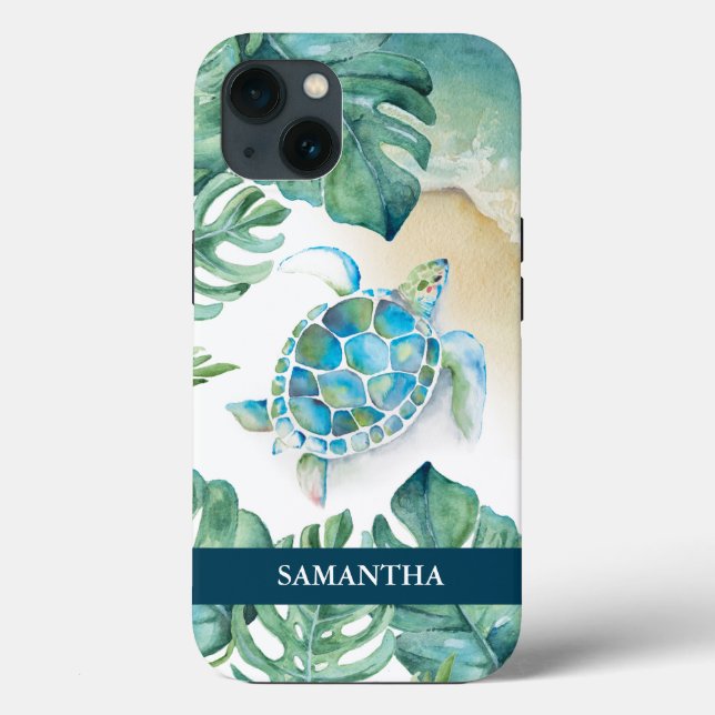 Sea Turtle Beachy Anpassningsbar Phone Case (Baksida)