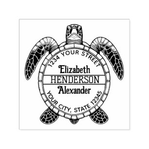 Sea Turtle Belly View Namn Returadress Självfärgande Stämpel