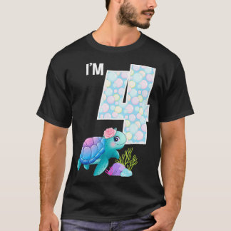 Sea Turtle Birthday I 4 Ocean Aquarium Theme 4th T Shirt