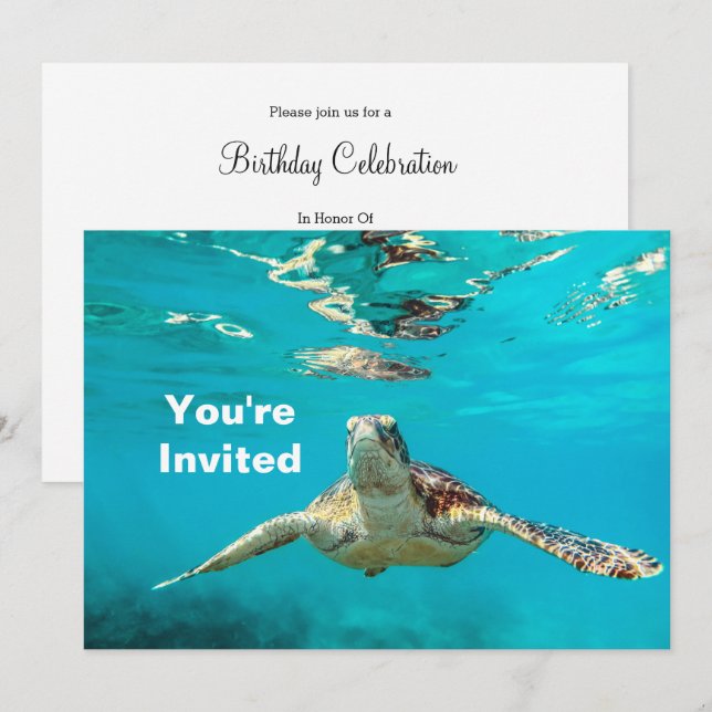 Sea Turtle Birthday Inbjudningar (Fram/baksida)
