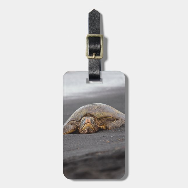 Sea Turtle - Black Sand Beach - Luggage Tag Bagagebricka (Vertikal Framsida)
