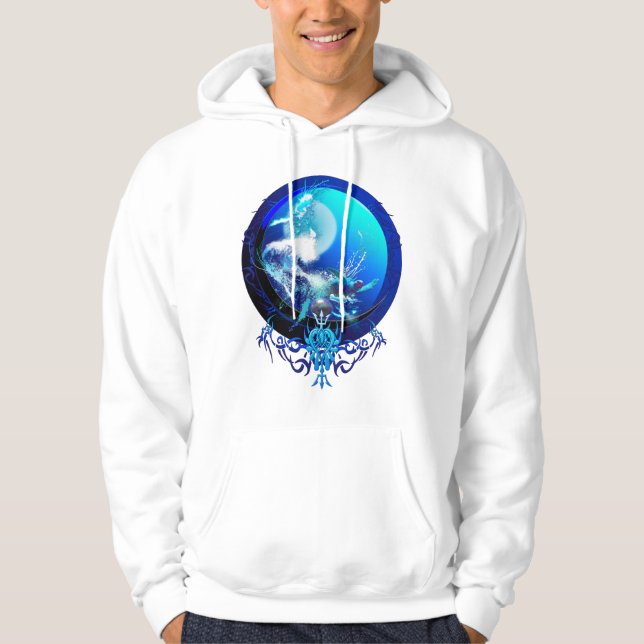 SEA TURTLE BLUE MÅNE TÄVLING HOODIE (Framsida)