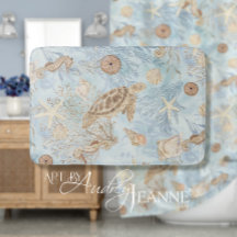 Sea Turtle Blue Ocean Seahorse Starfish Watercolor