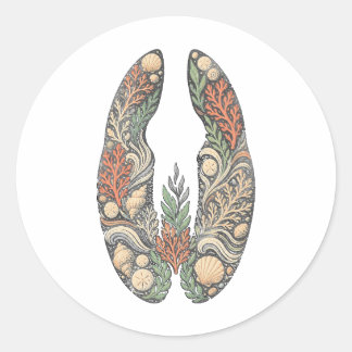 Sea Turtle Botanical Track Nature Sticker Runt Klistermärke
