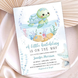 Sea Turtle Boy Baby Shower Cute Little Hatchling Inbjudningar