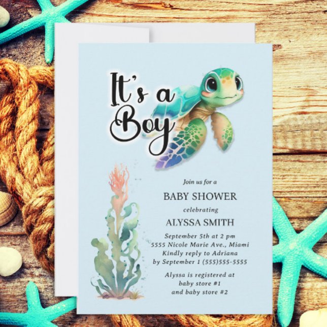 Sea Turtle Boy Shower Inbjudningar (Skapare uppladdad)