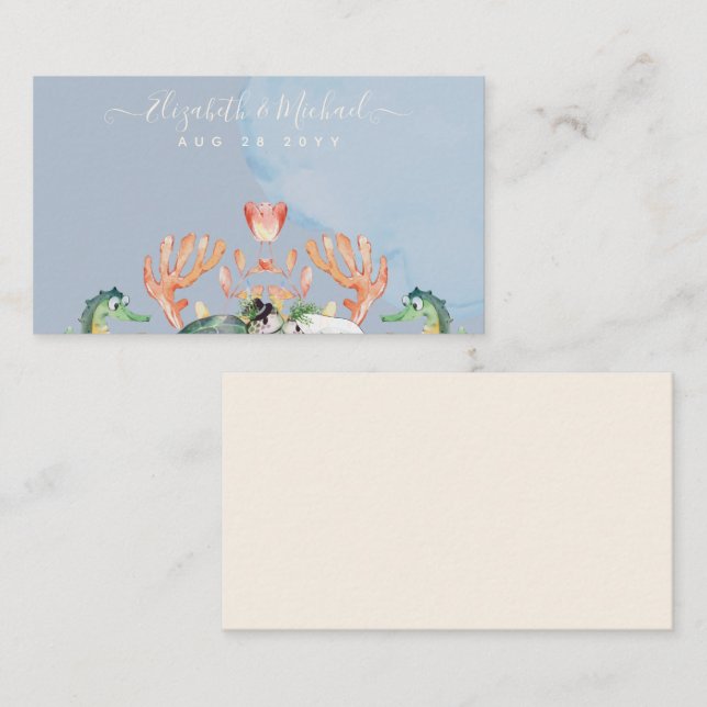 Sea Turtle Bröllop, med Bride and Groom Visitkort (Fram/baksida)
