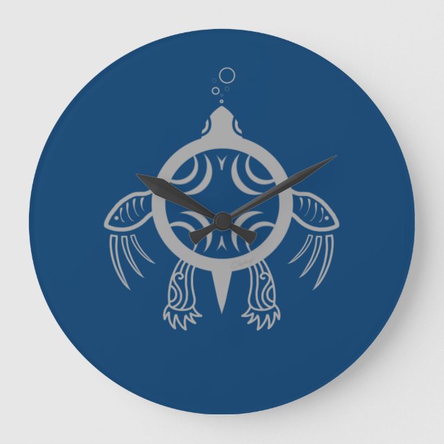 Sea Turtle Bubbles Stor Klocka (Framsida)