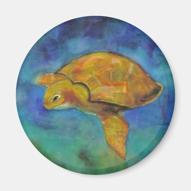 Sea Turtle by Paula Atwell Magnet (Framsidan)