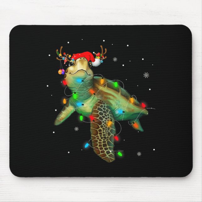 Sea Turtle Christmas Lights Funny Santa Hat Merry  Musmatta (Framsidan)