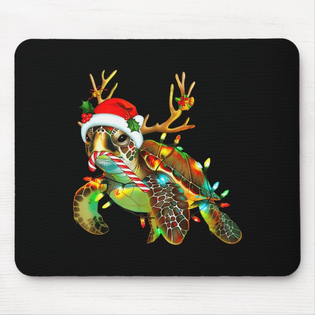 Sea Turtle Christmas Lights Santa Hat Merry Christ Musmatta (Framsidan)