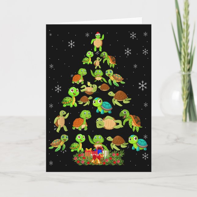 Sea Turtle Christmas Tree Matching Family Xmas Tre Kort (Framsida)