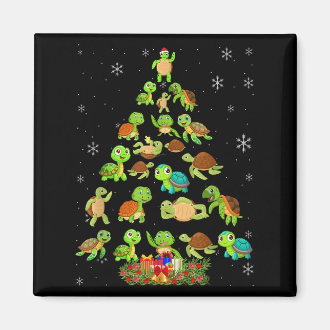 Sea Turtle Christmas Tree Matching Family Xmas Tre Magnet (Framsidan)