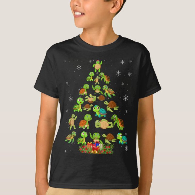 Sea Turtle Christmas Tree Matching Family Xmas Tre T Shirt (Framsida)