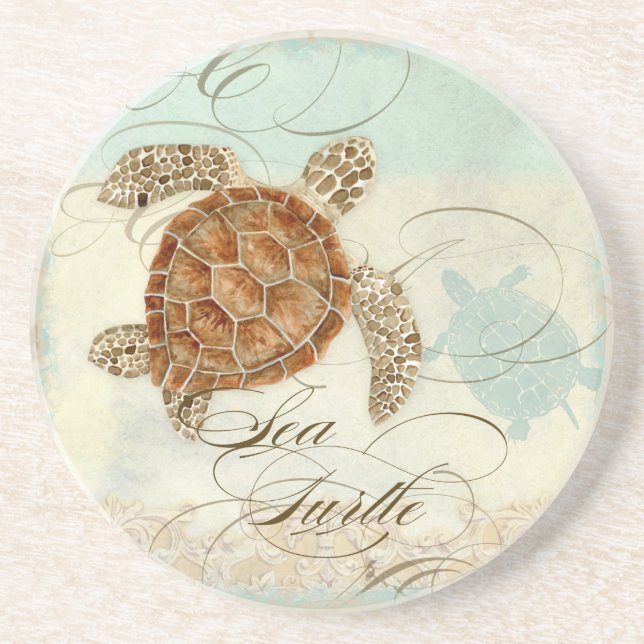 Sea Turtle Coastal Beach - Home Decor Underlägg (Framsidan)