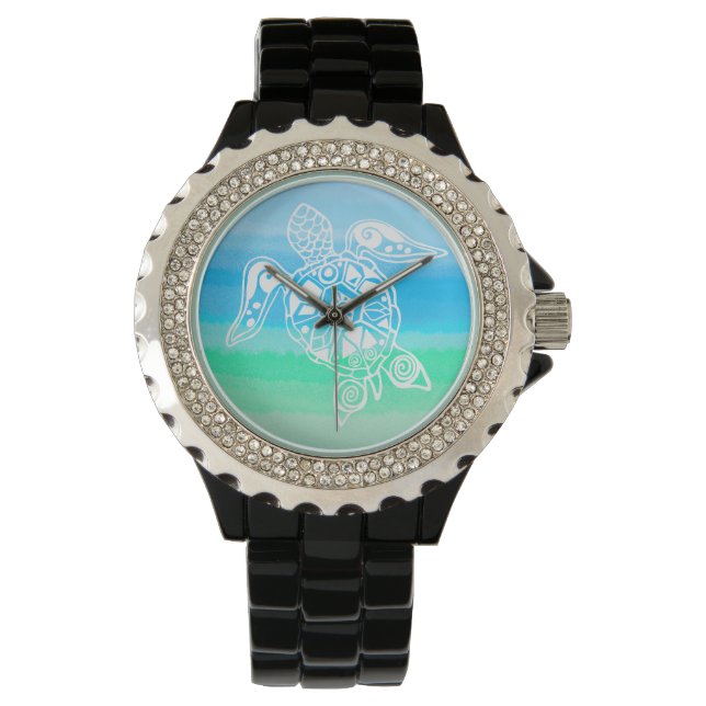 Sea Turtle Colorful Ocean Vatten Armbandsur (Framsida)