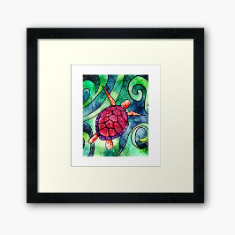 Sea Turtle Colorful Tropical Poster