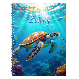 Sea Turtle Colorful Underwater Scene   Anteckningsbok