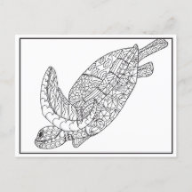 Sea Turtle Coloring Postcard