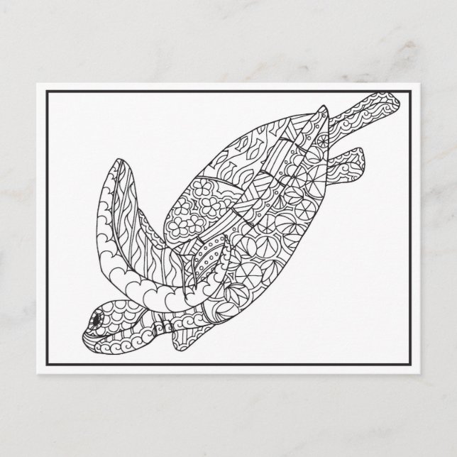 Sea Turtle Coloring Postcard Vykort (Framsida)