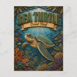 Sea Turtle Coral Reef POPCUT Vykort