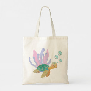 Sea Turtle & Coral Reef Tote Bag - Ocean Inspired Tygkasse