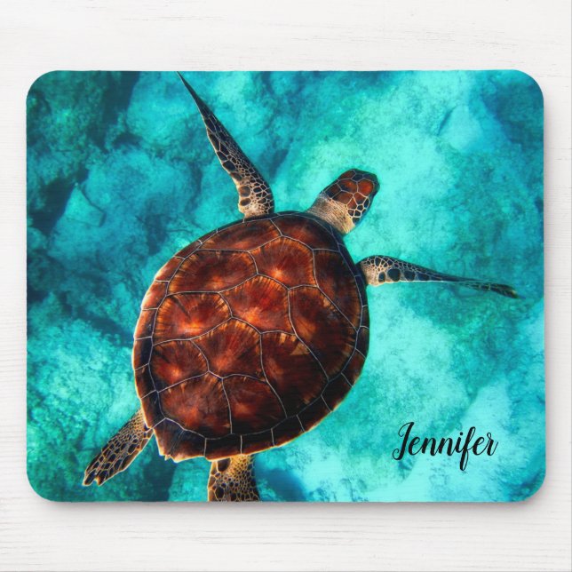 Sea Turtle Design Personalized Mouse Pad Musmatta (Framsidan)