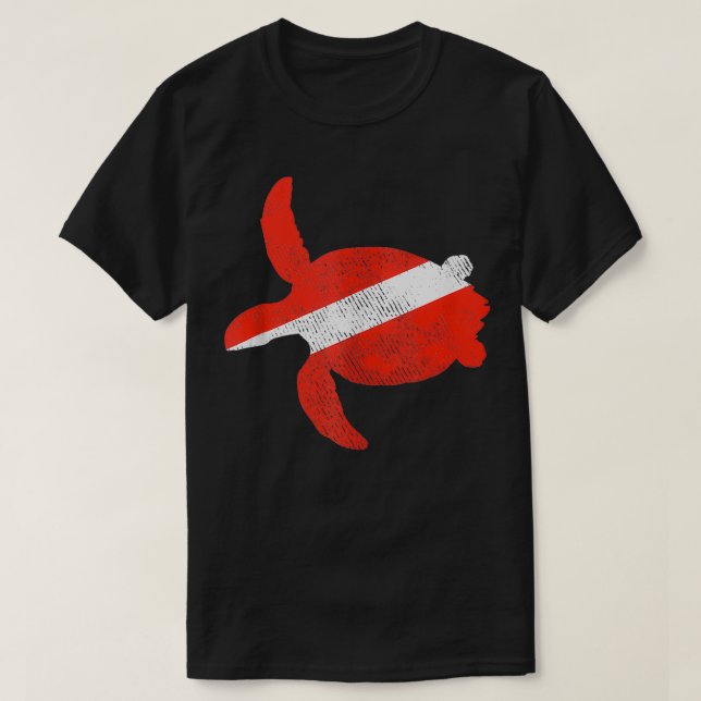 Sea Turtle Dive Flagga Dyka Älskare T Shirt (Design framsida)
